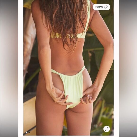 FP x Belle the Label Bikini Set Oracle Top Bare Bottom Honeydew Medium Small NEW - Picture 3 of 14